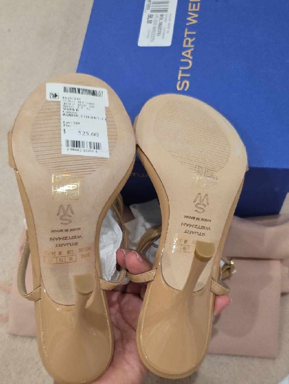 Stuart Weitzman Nudist Wrap 100 Patent-Leather Heeled Sandals. Size 7.5. - Picture 6 of 9